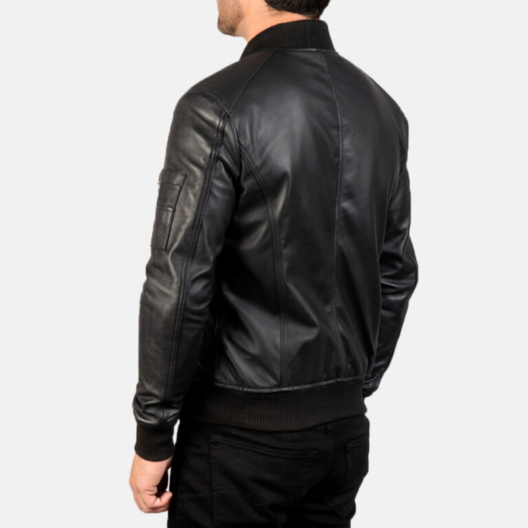 Mens Sven Black Leather Bomber Jacket8051-8-1578915626125